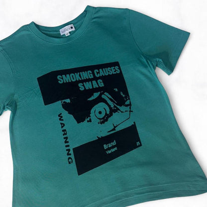 SMOKING CAUSES SWAG Crop Tee Emerald