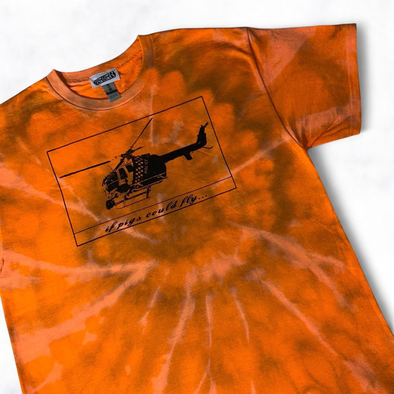‘if pigs could fly’ Tee Orange Tie Dye