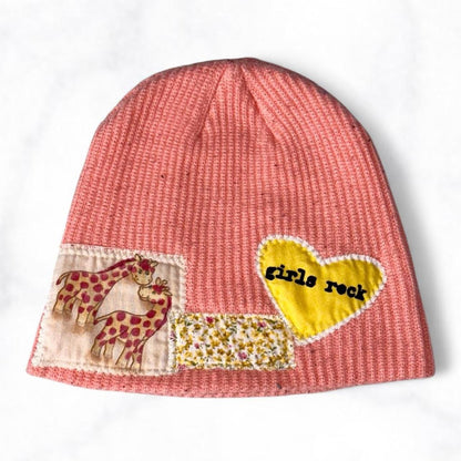 Peachy Pink Patch Beanie