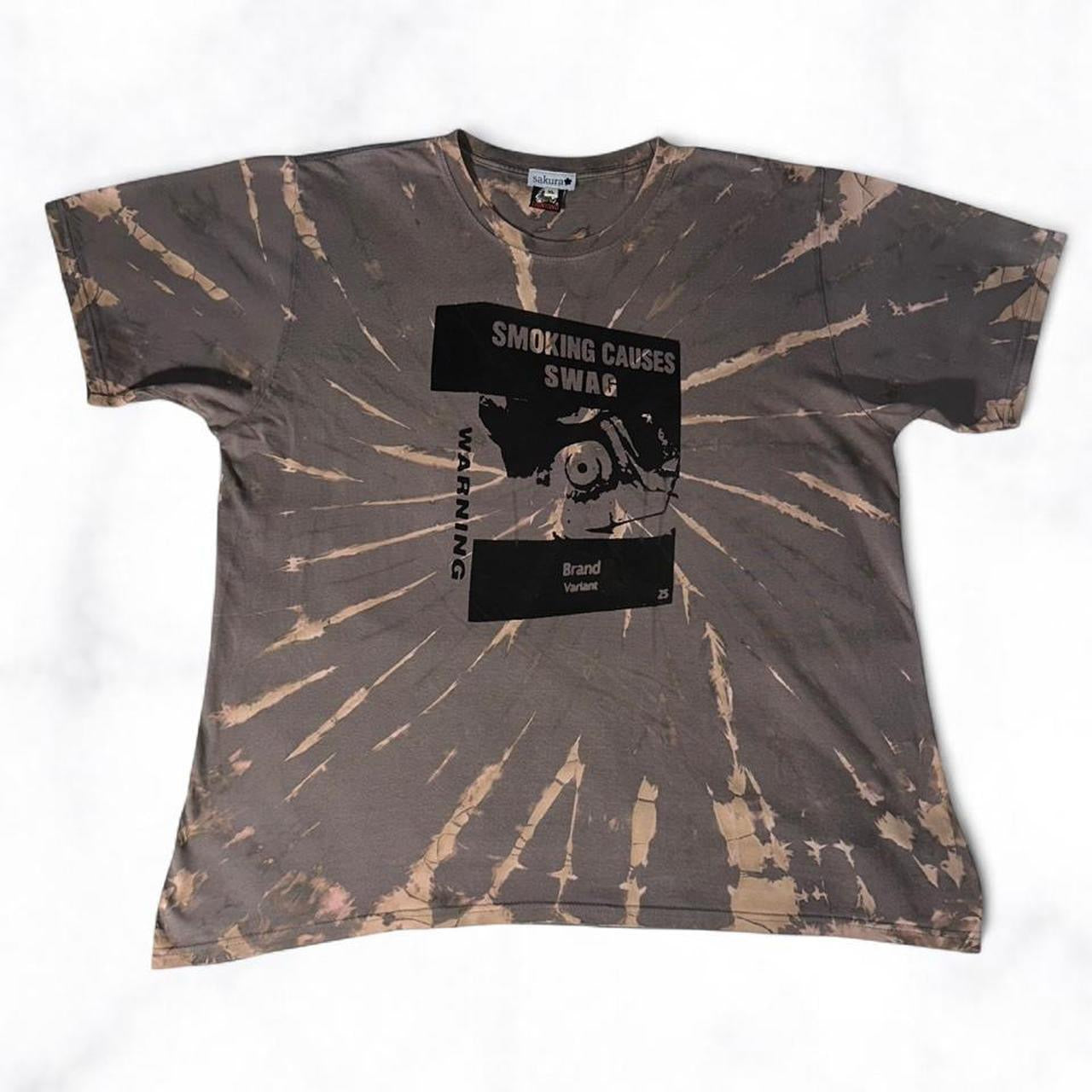 SMOKING CAUSES SWAG Tee Bleach Dye Brown