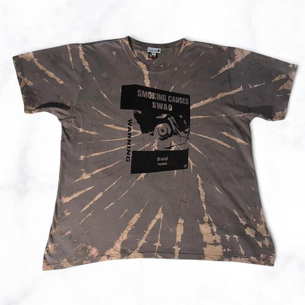 SMOKING CAUSES SWAG Tee Bleach Dye Brown
