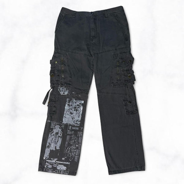 Print Cargo Pants Grey