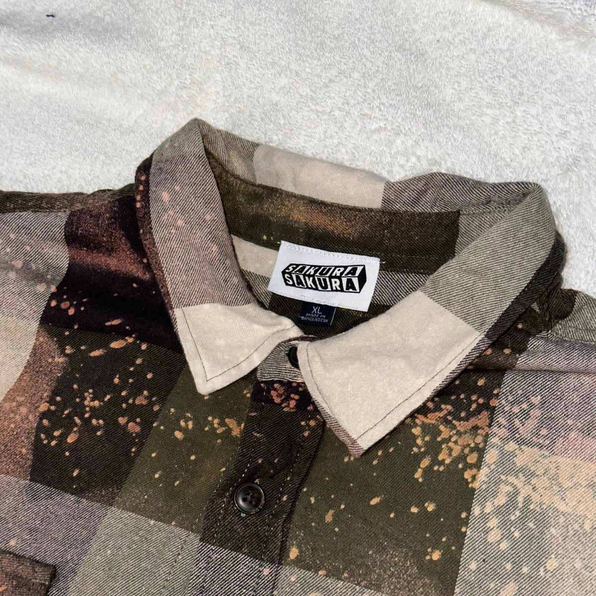 Graphic Bleach Splatter Flannel Shirt