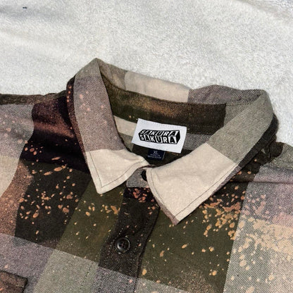 Graphic Bleach Splatter Flannel Shirt
