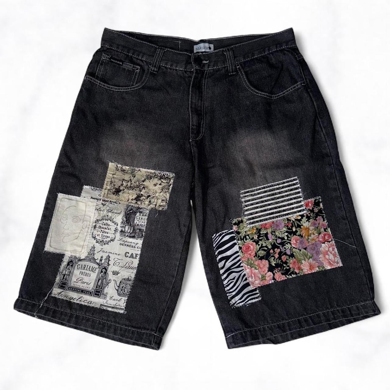 Scrap Patchwork Jorts Black