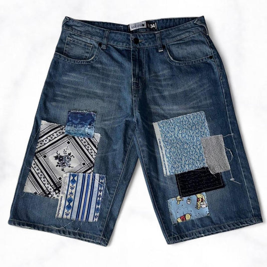 ‘Indigo’ Scrap Patchwork Jorts