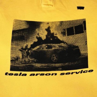 tesla arson service Polo Tee Yellow