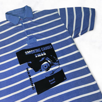 SMOKING CAUSES SWAG Polo Shirt Blue Striped