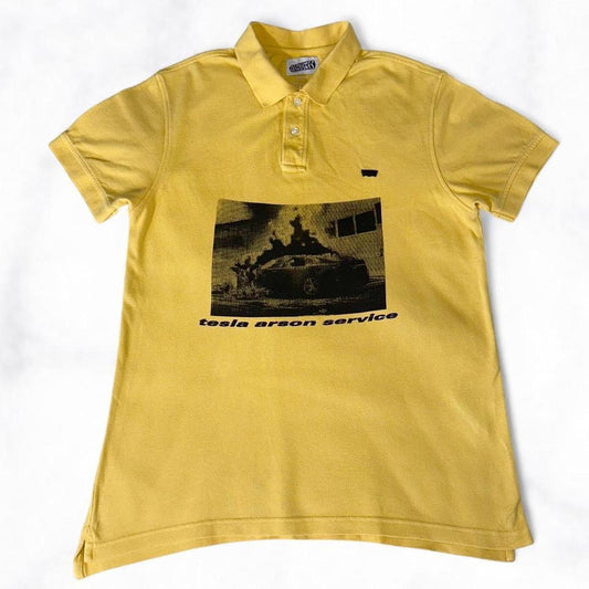 tesla arson service Polo Tee Yellow