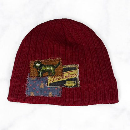 Burgundy Patchwork Beanie