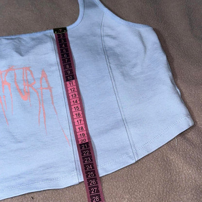Death Metal Crop Top Light Blue