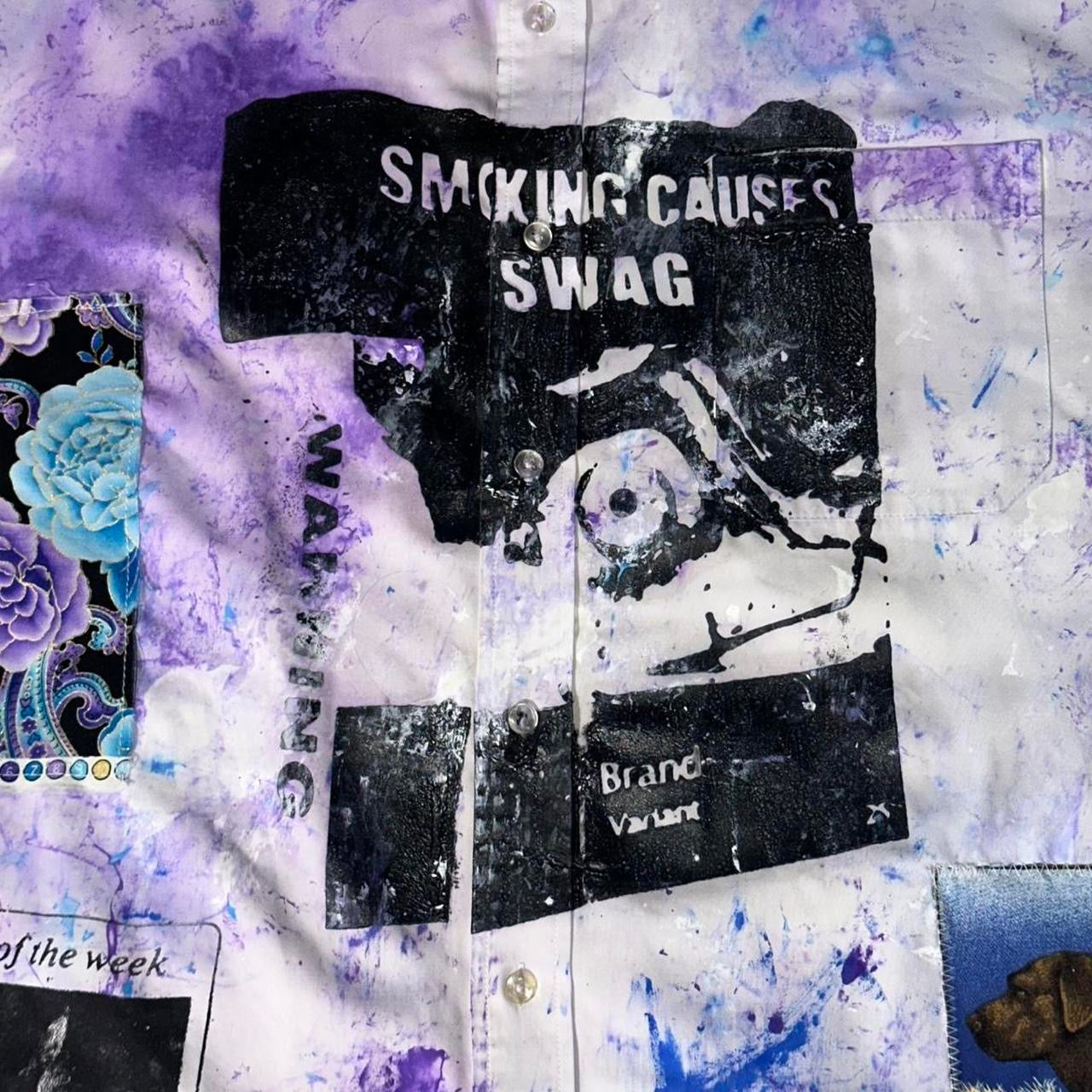 SMOKING CAUSES SWAG Paint Splatter / Patch Button Up