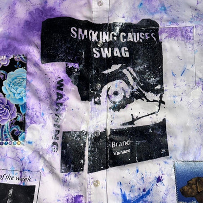 SMOKING CAUSES SWAG Paint Splatter / Patch Button Up