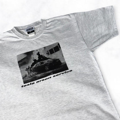 tesla arson service Tee Grey