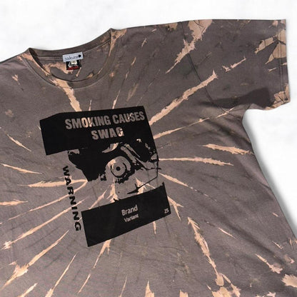 SMOKING CAUSES SWAG Tee Bleach Dye Brown