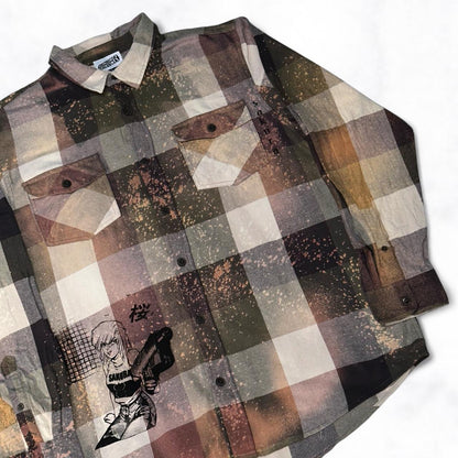 Graphic Bleach Splatter Flannel Shirt