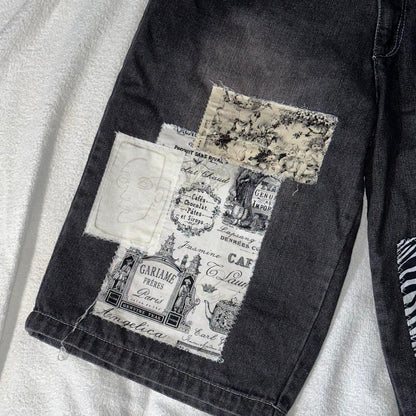 Scrap Patchwork Jorts Black
