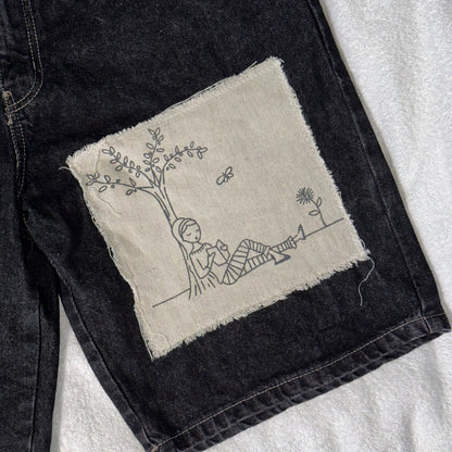 Scrap Patchwork Jorts Black