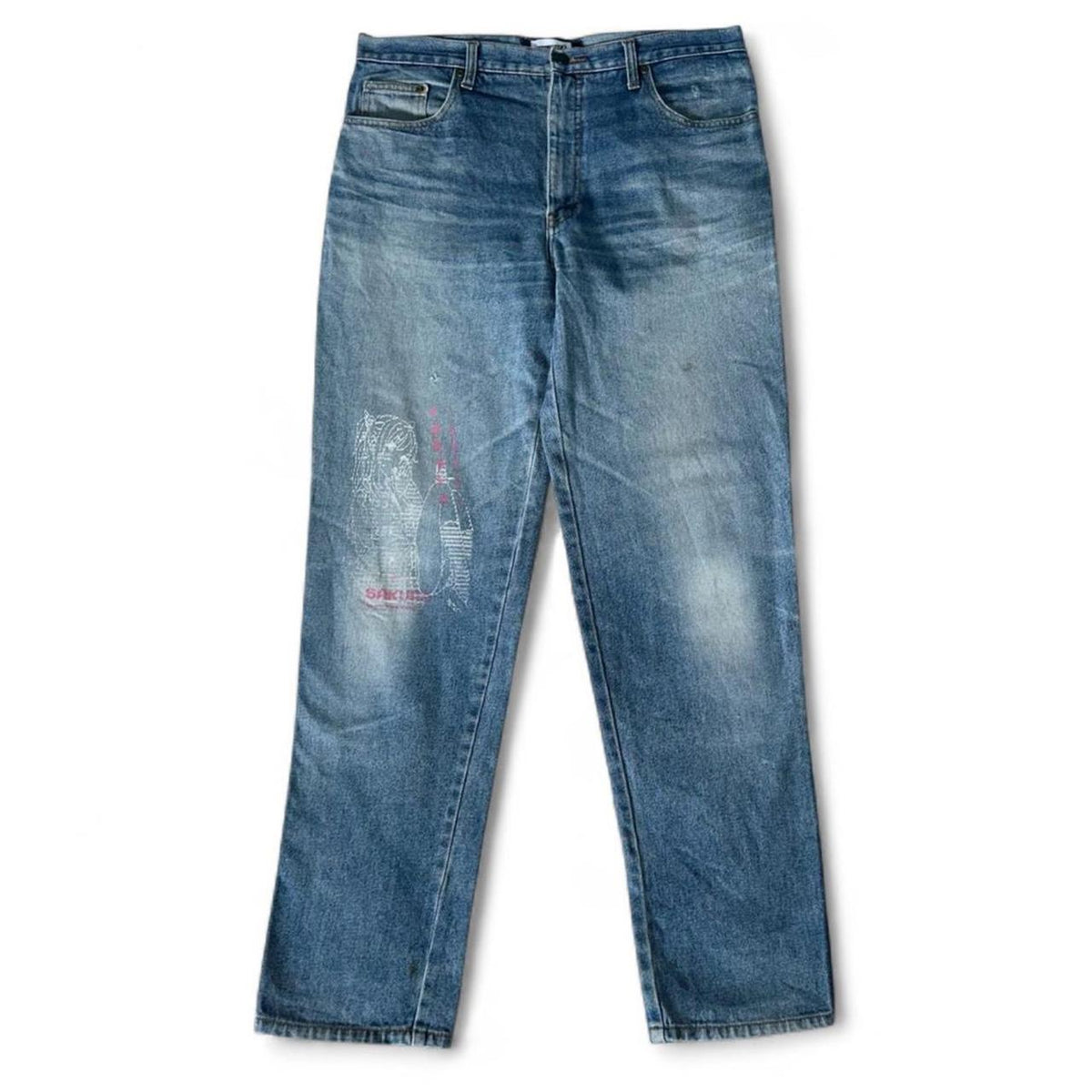 Anime Print Straight Jeans
