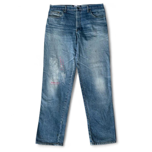 Anime Print Straight Jeans