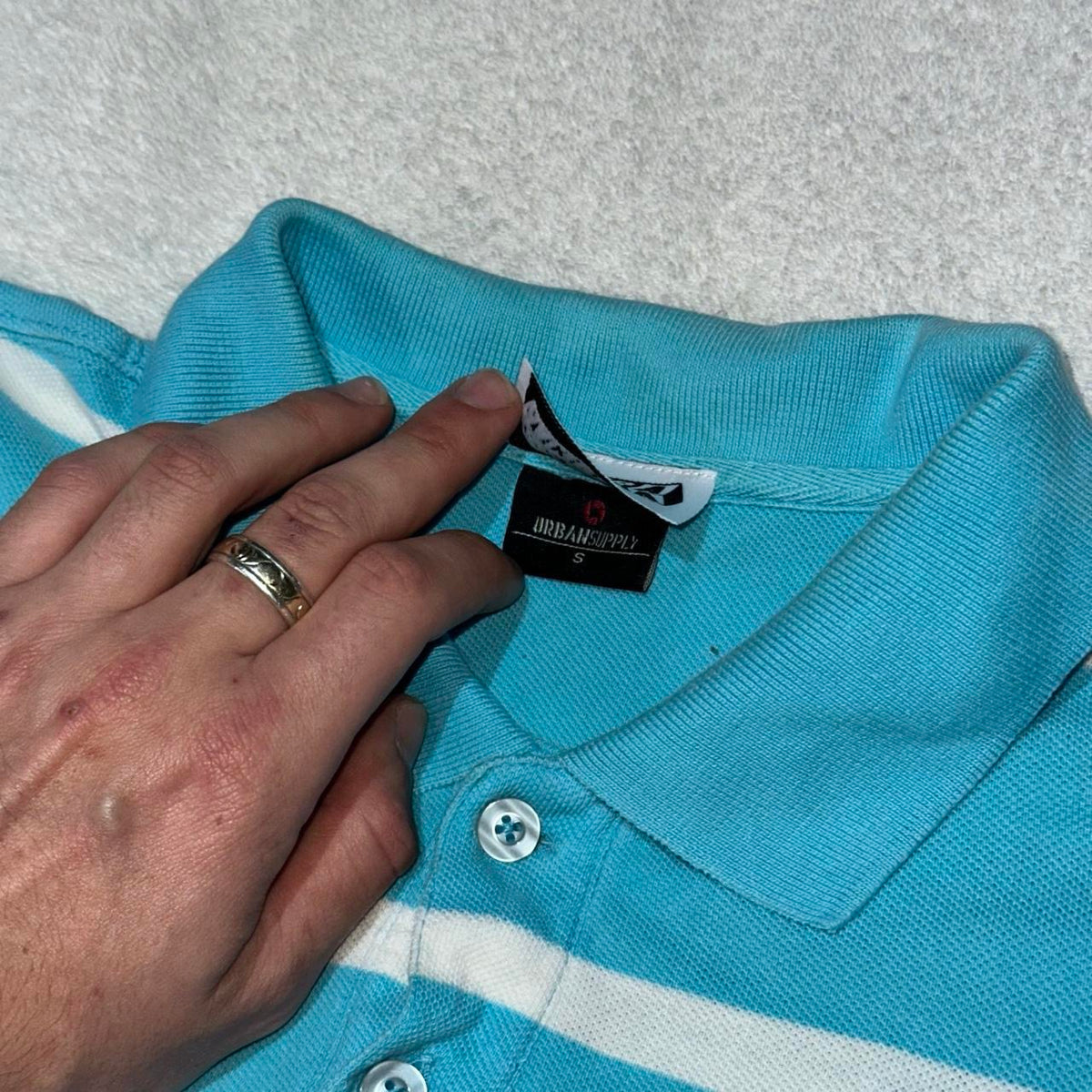 SMOKING CAUSES SWAG Polo Shirt Blue Striped