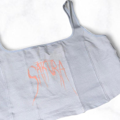 Death Metal Crop Top Light Blue
