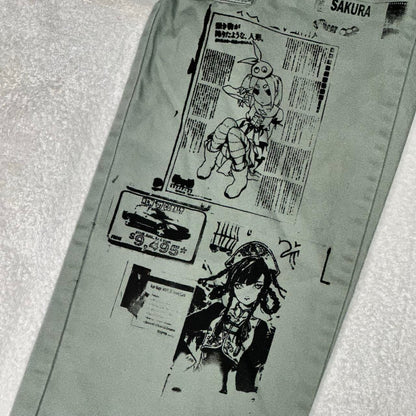 Print Cargo Pants Khaki