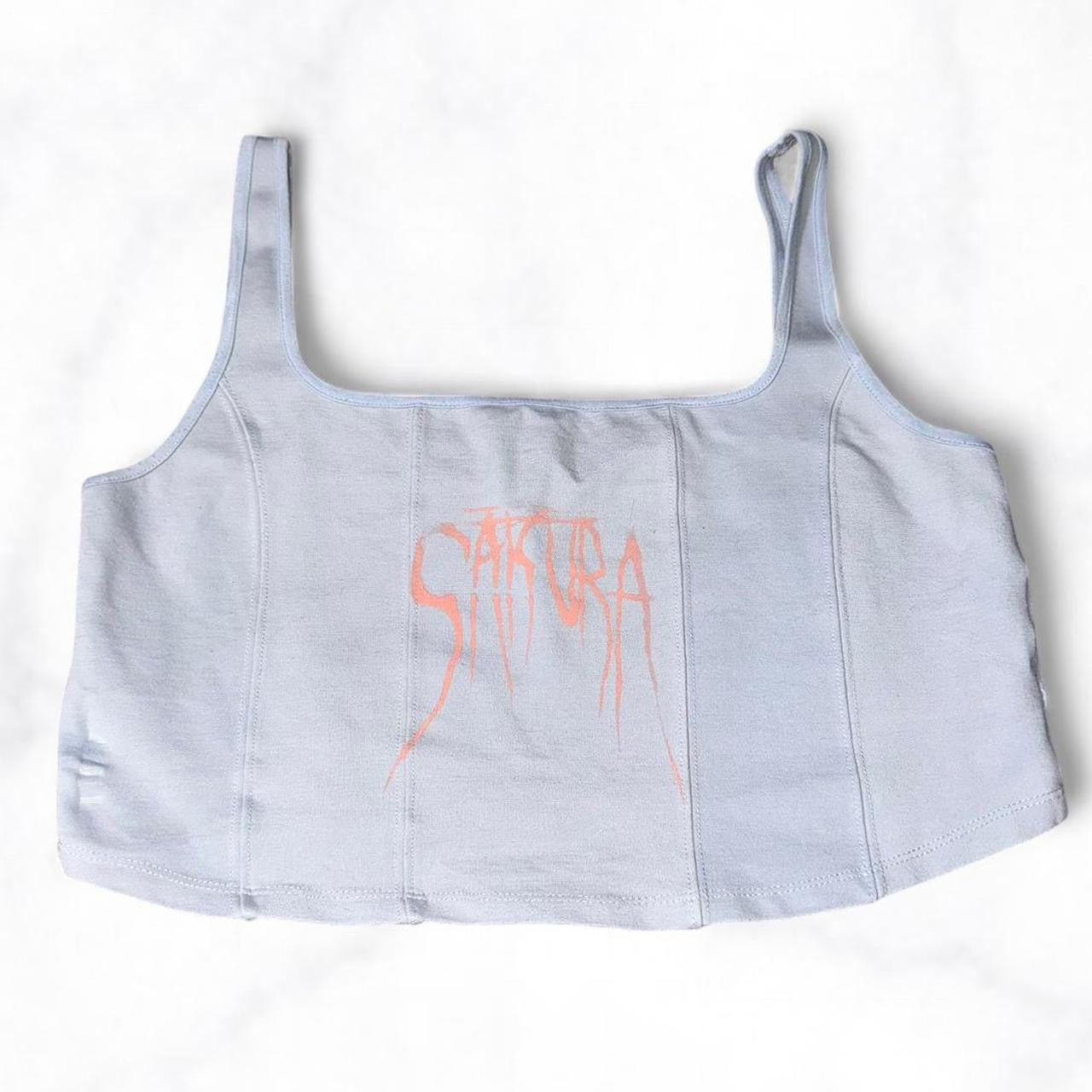 Death Metal Crop Top Light Blue