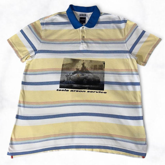 tesla arson service Polo Tee Striped