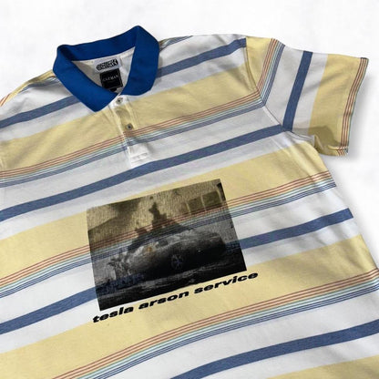 tesla arson service Polo Tee Striped