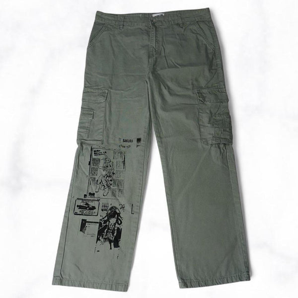 Print Cargo Pants Khaki