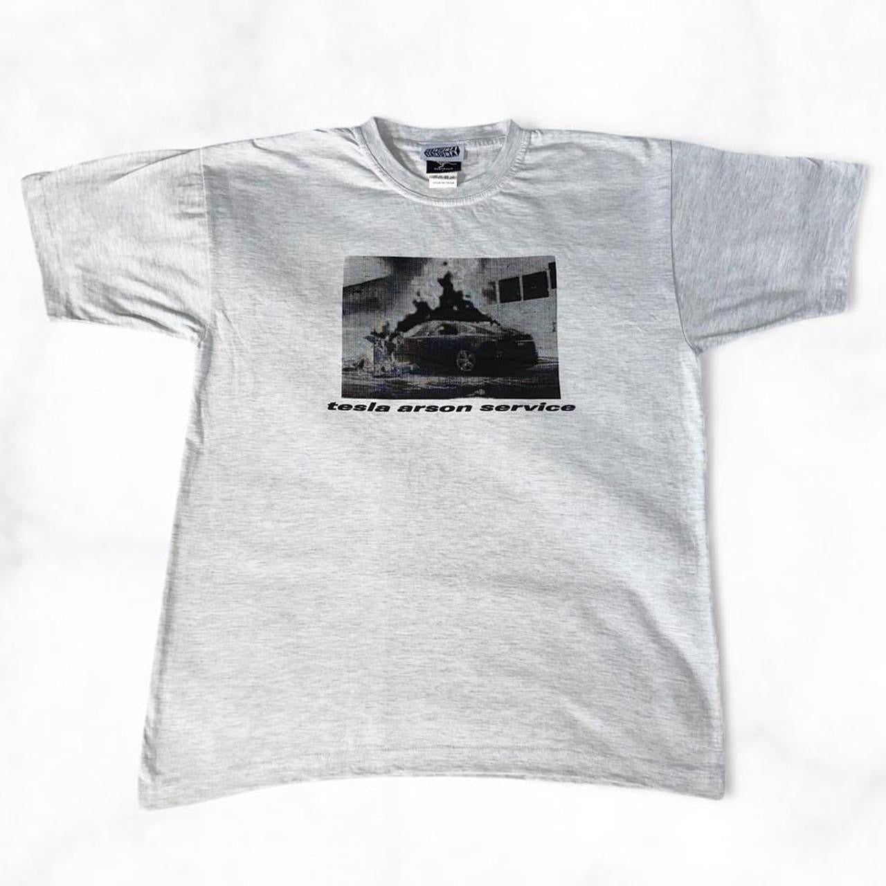 tesla arson service Tee Grey