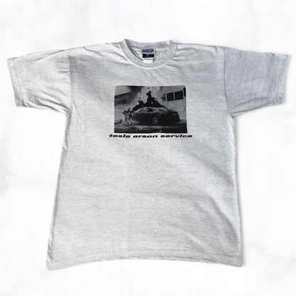tesla arson service Tee Grey