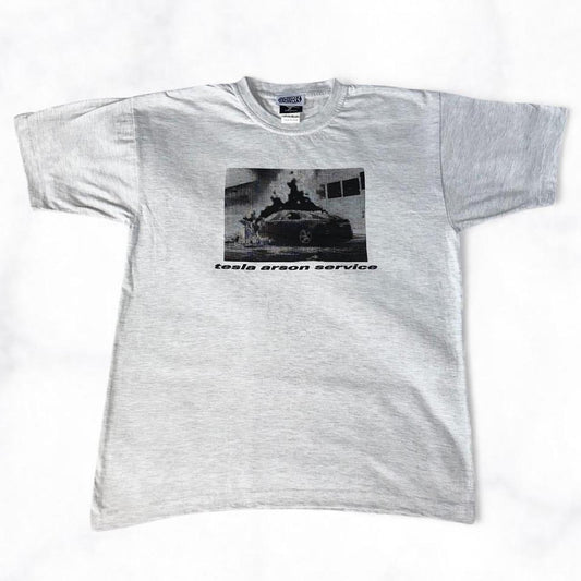 tesla arson service Tee Grey