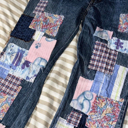 Scrap Fabric Patchwork Flare Jeans