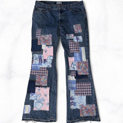 Scrap Fabric Patchwork Flare Jeans