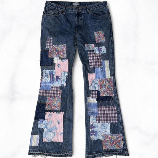 Scrap Fabric Patchwork Flare Jeans