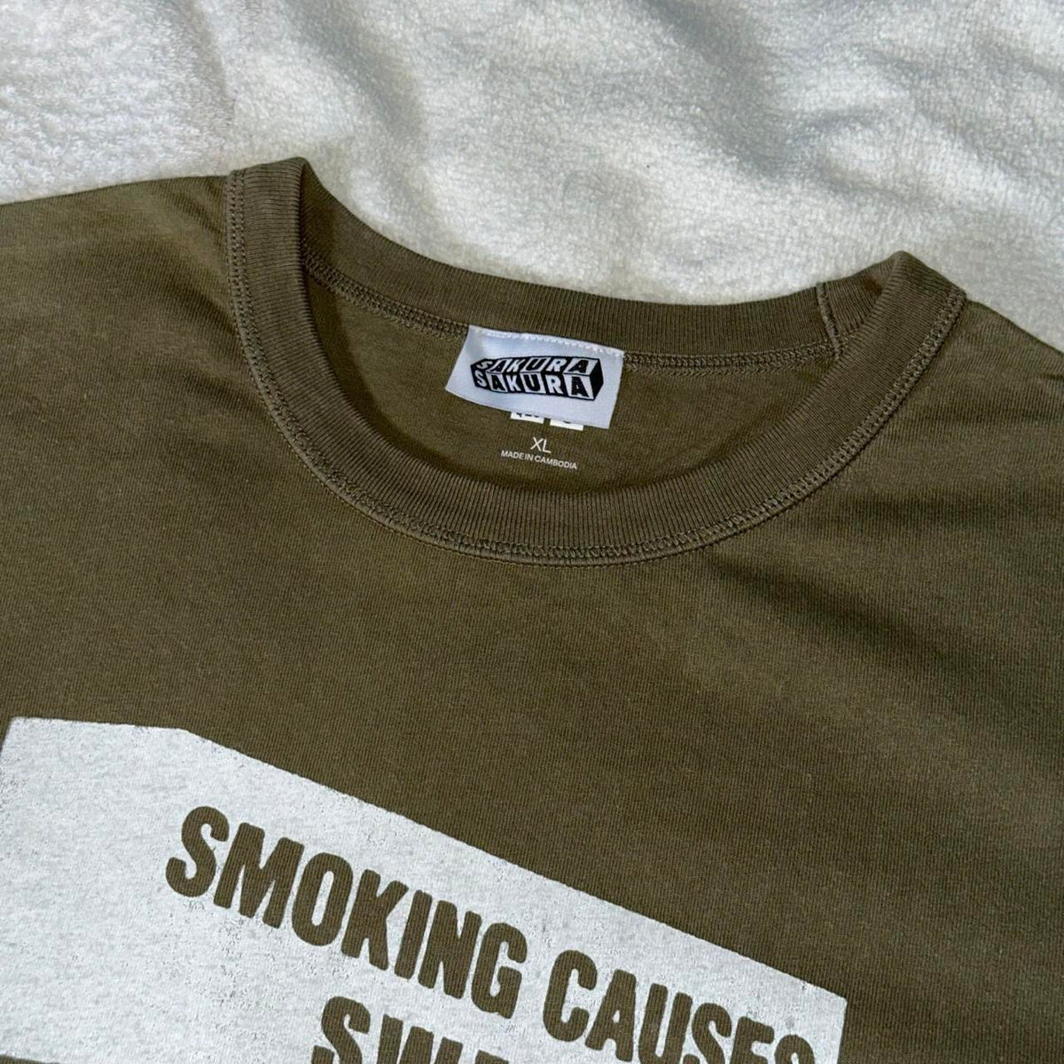 SMOKING CAUSES SWAG Tee Khaki