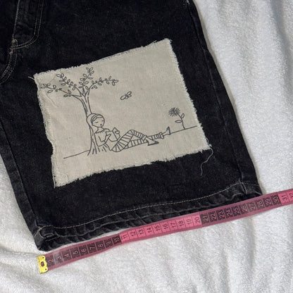 Scrap Patchwork Jorts Black