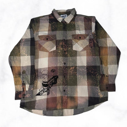 Graphic Bleach Splatter Flannel Shirt