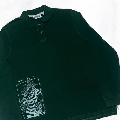 to love ru Long Sleeve Polo Shirt Green
