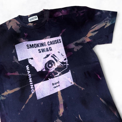 SMOKING CAUSES SWAG Reverse Tee Tie Dye Navy