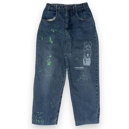 Splatter Anime Print Jeans