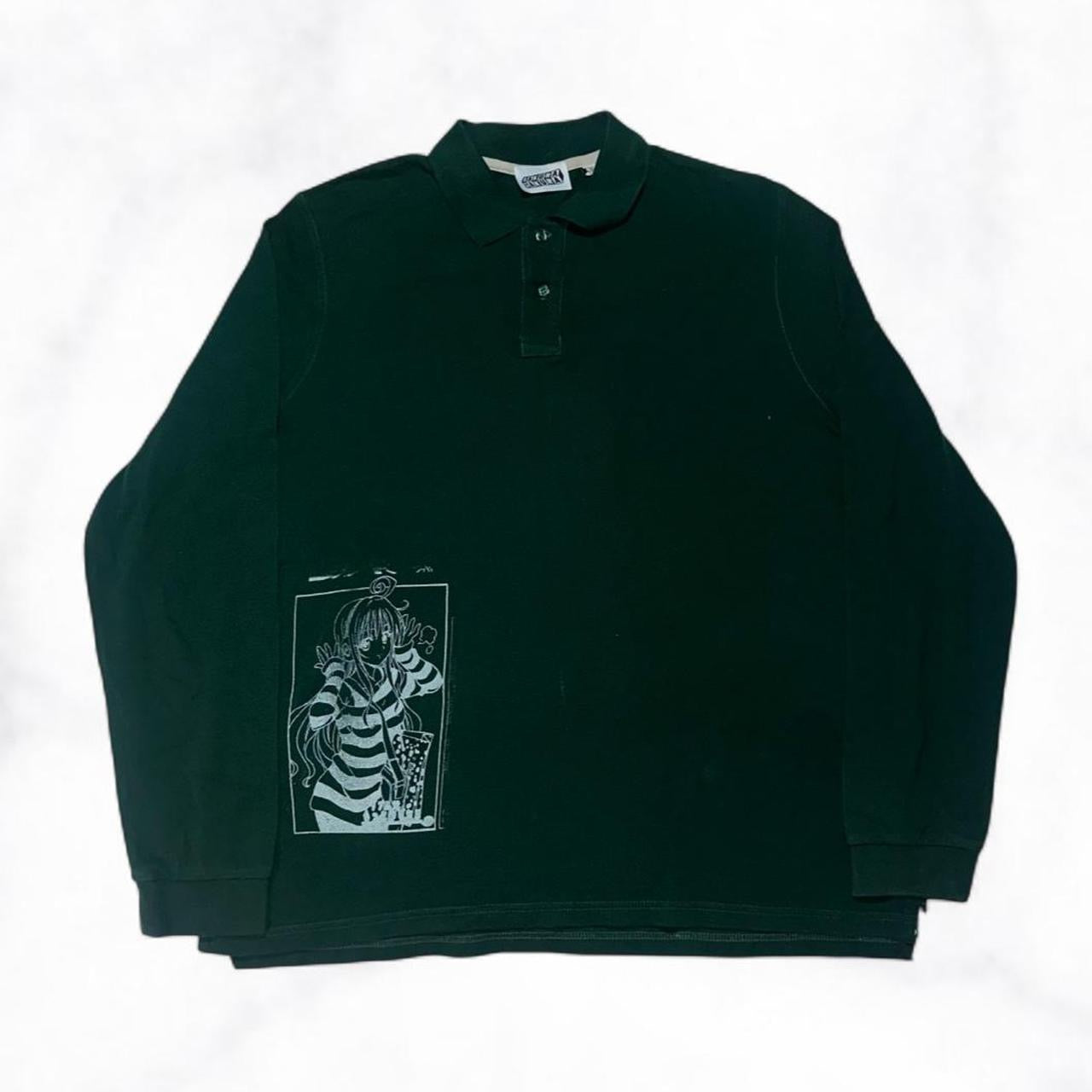 to love ru Long Sleeve Polo Shirt Green