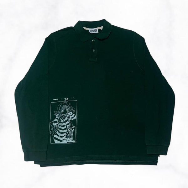 to love ru Long Sleeve Polo Shirt Green