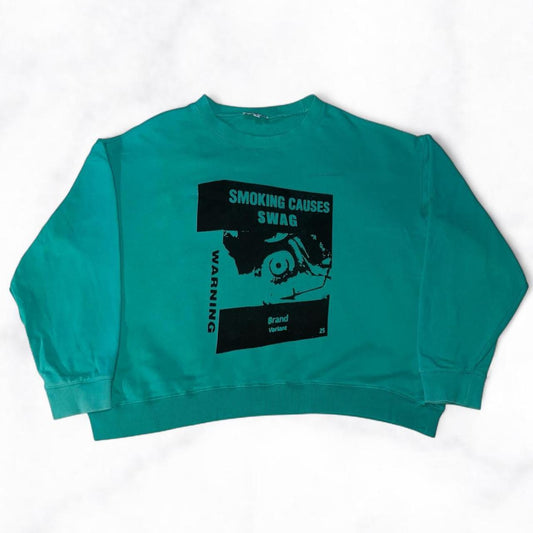 SMOKING CAUSES SWAG Boxy Jumper Teal