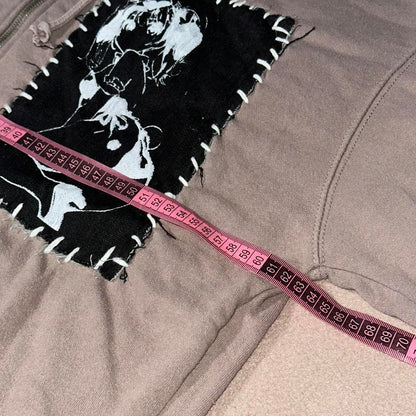 Bunny Girl Patch Zip-Up Hoodie Brown