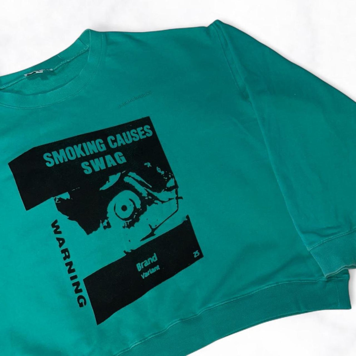 SMOKING CAUSES SWAG Boxy Jumper Teal