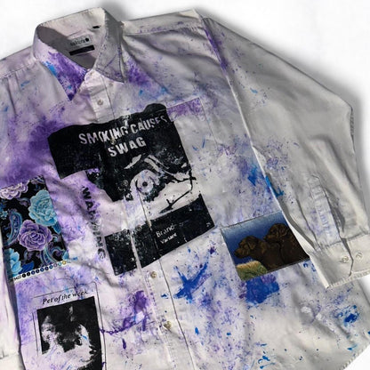 SMOKING CAUSES SWAG Paint Splatter / Patch Button Up