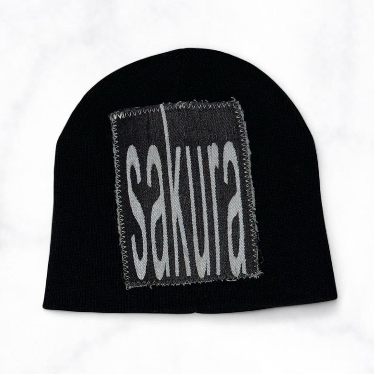 tall text denim patch Beanie